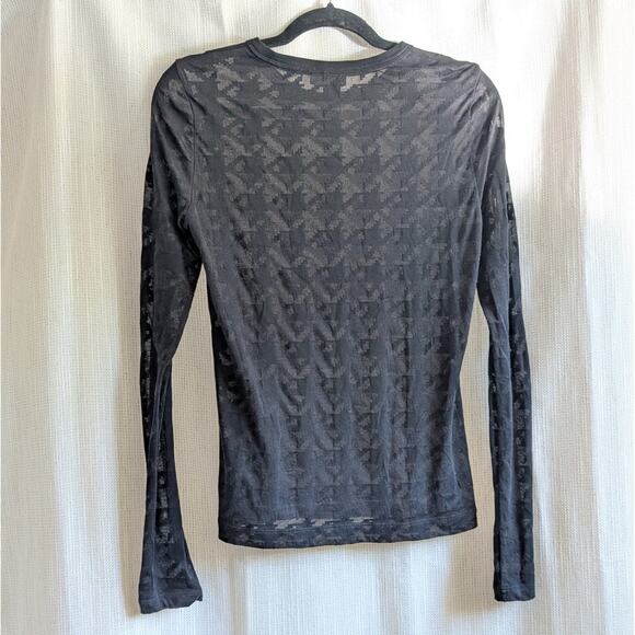 Rag & Bone Black Cotton Blend Short Sleeve Textured T-shirt Top, size M - Picture 2 of 6